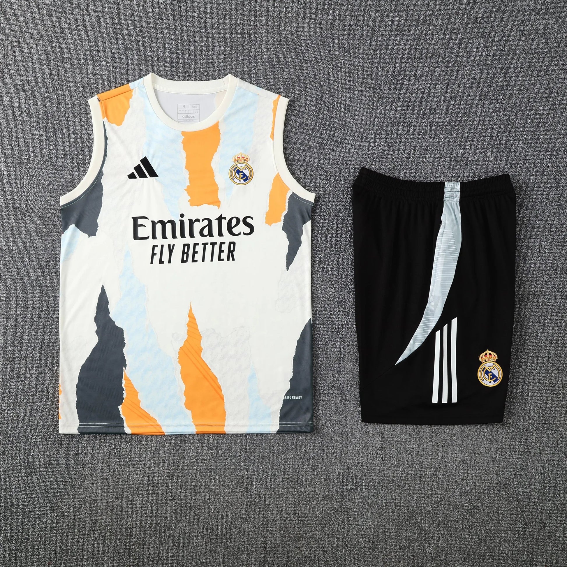 Ensemble débardeur Real Madrid Blanc Jaune et Gris